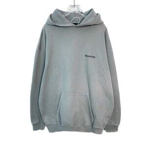 Balenciaga Cement Grey Hoodie L Logo Print Hooded Long Sleeve New With Tag